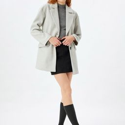 Koton Women Notched Lapel Single Breasted Parka Coat-picture-31