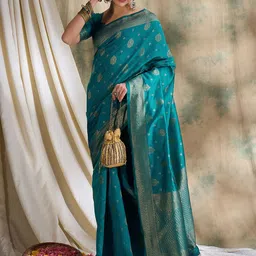 DEVATITHI Sky Blue Banarasi Silk Saree-image-26