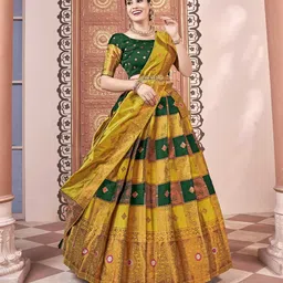Payu Semi-Stitched Lehenga & Unstitched Blouse With Dupatta-picture-20