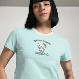 Puma x Hello Kitty & Friends Graphic Printed Slim Fit Crop T-Shirt-image-79