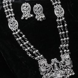 Shining Diva Silver-Plated Oxidised Jewellery Set-image-58