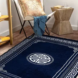bsb home Navy Blue Abstract No Shredding Polyester Carpet-14
