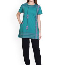 RG BY S.S. Clothing Women Printed Round Neck Kurti & Pyjamas Night suit-image-78