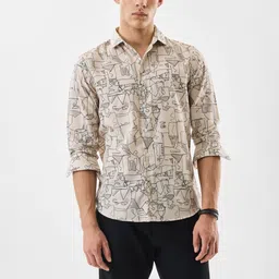 Snitch Abstract Printed Spread Collar Slim Fit Casual Shirt-image-52