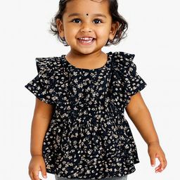 JusCubs Girls Floral Printed Cotton Flutter Sleeves Top-picture-46