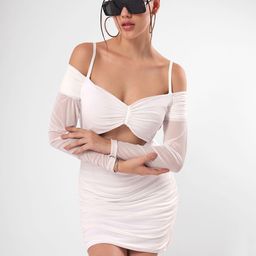 clobug Off-Shoulder Cold-Shoulder Net Bodycon Mini Dress-picture-10