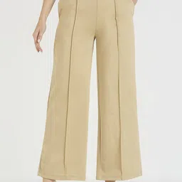 CEFALU Women Relaxed High-Rise Easy Wash Pleated Cotton Trousers-image-98