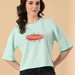 OWL MINK Women Printed Pure Cotton T-shirt-image-24
