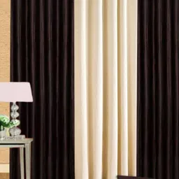 BELLA TRUE Brown & Cream 3 Pieces Ripple Fold Long Door Curtain-image-12