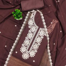 LeeliPeeri Designer Embroidered Thread Work Georgette Unstitched Dress Material-picture-21