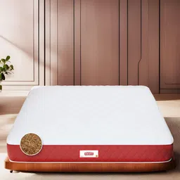 COIRFIT White & Maroon Printed Quilted Cotton Orthopedic Double Size Mattress-image-69