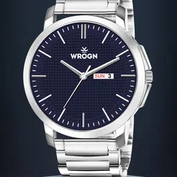 WROGN Men Brass Dial & Stainless Steel Bracelet Style Straps Analogue Watch WR-6607-Blue-picture-39