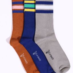 Thela Gaadi Unisex Pack Of 3 Calf Length Stripes Socks-image-14