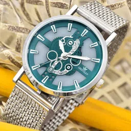 CRESTELLO Men Skeleton Dial & Bracelet Style Straps Analogue Watch CR-WT246-GRN-CH-image-78