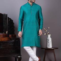 DEVOILER Men Checked Woven Design Kurta with Pyjamas-picture-47