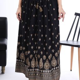 Moda Rapido Printed Flared Maxi Skirt-image-45