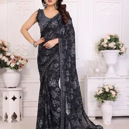 Nirmohi Fashion Floral Printed Beads and Stones Saree-image-31