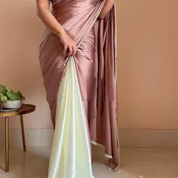 LADY SHOPI Embellished Satin Half & Half Saree-image-95