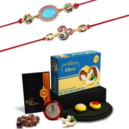 DeoDap Unisex 4 Pieces Beaded Rakhi Gift Set-image-79