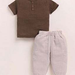 COT & CANDY Kids Muslin Organic Cotton T-Shirt With Jogger-image-93