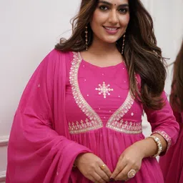 Happy Design Women Yoke Design Regular Kurta with Trousers & With Dupatta image 4