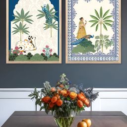 Kotart Off White & Green 2 Piece Traditional Birds and Animals Wooden Wall Art-picture-26