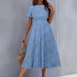 StyleCast x Revolte Floral Printed Fit and Flare Midi Dress-image-86