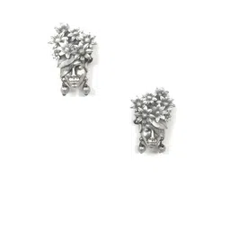 Dulcett Silver-Plated Oxidized Contemporary Face Shape Studs-21
