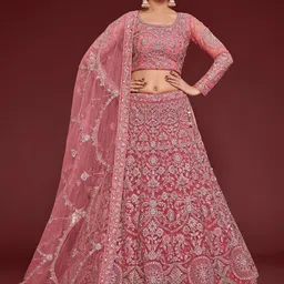 DIVASTRI Embroidered Sequinned Semi-Stitched Lehenga & Unstitched Blouse With Dupatta-picture-37