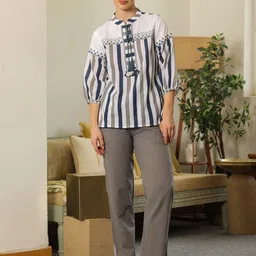 SANSKRUTIHOMES Embroidered Pure Cotton Top With Trouser Co-Ords-picture-10