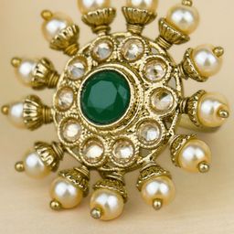 Rukhmani Women Gold-Plated Kundan Stone Studded Adjustable Finger Ring-51