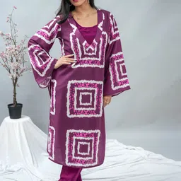 GO BOUJEE Geometric Printed Pure Cotton Straight Kurta With Trouser-image-10