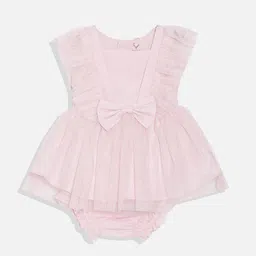 Allen Solly Junior Girls Bow Detail Cotton Fit & Flare Dress With Briefs & Headband-image-57