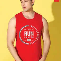 WOOSTRO Pack Of 2 Printed Super Combed Cotton Gym Vests VWS26(RUN RED)(PLAIN RED)-image-83