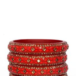HouseOfCommon Red Glass Zircon Bangles-image-78
