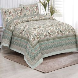 Myntra Elegant Homes Multi 220 TC Superfine Ethnic Motifs Cotton Queen Bedsheets-picture-48