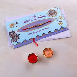 Archies Set Of 3 Thread Rakhis With Mailer & Roli Chawal image 4