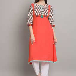 Anouk Women Ethnic Motifs Yoke Design Keyhole Neck Sequinned Liva Kurta-9