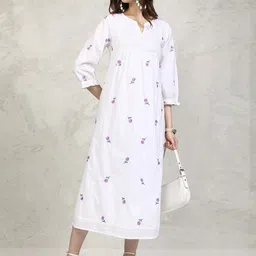 Vishudh Floral Embroidered Fit & Flare Midi Dress-image-54