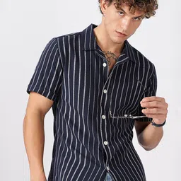 Moda Rapido Striped Cuban Collar Regular Fit Shirt-picture-49
