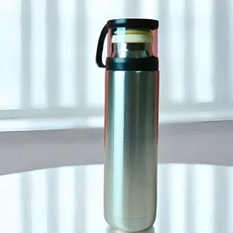 THE HOME CO. Silver-Toned & Black Single Stainless Steel Solid Water Bottle-35