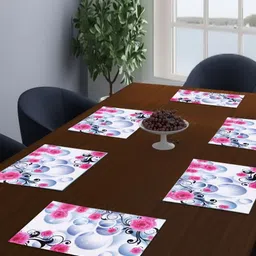 LooMantha 6-Pcs Pink & White Printed Table Placemats-25