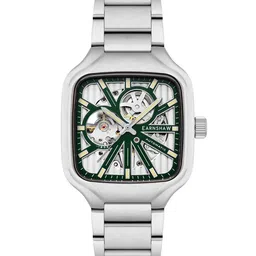 EARNSHAW Men Brass Skeleton Dial & Stainless Steel Bracelet Style Straps Analogue Watch-2