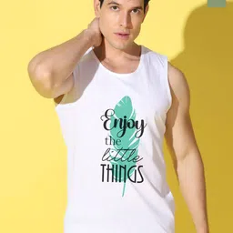 WOOSTRO Pack Of 2 Printed Combed Cotton Gym Vests VWS26(ENJOY WHITE)(HARD LGTGREEN)-image-83