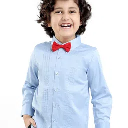 Mark & Mia Boys Solid Pleat Details Cotton Party Shirt With Bow-image-33
