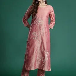 Anouk Women Floral Embroidered Regular Thread Work Kurta with Trousers-42
