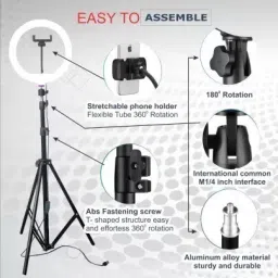 TECHMAZE 10"LED RingLight with 7Ft Tripod Stand Combo for Video Shooting PhotoShoot T15 Ring Flash image 3