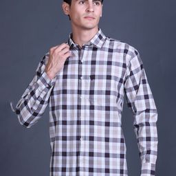 GODFREY Standard Tartan Checked Spread Collar Pure Cotton Shirt-image-81