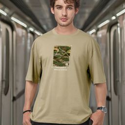 The Roadster Life Co. Men Printed Oversized Drop-Shoulder Sleeves Pure Cotton T-shirt-image-5