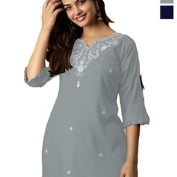 Aura Glam Women Pack of 2 Ethnic Motifs Embroidered Chikankari Kurti-picture-28